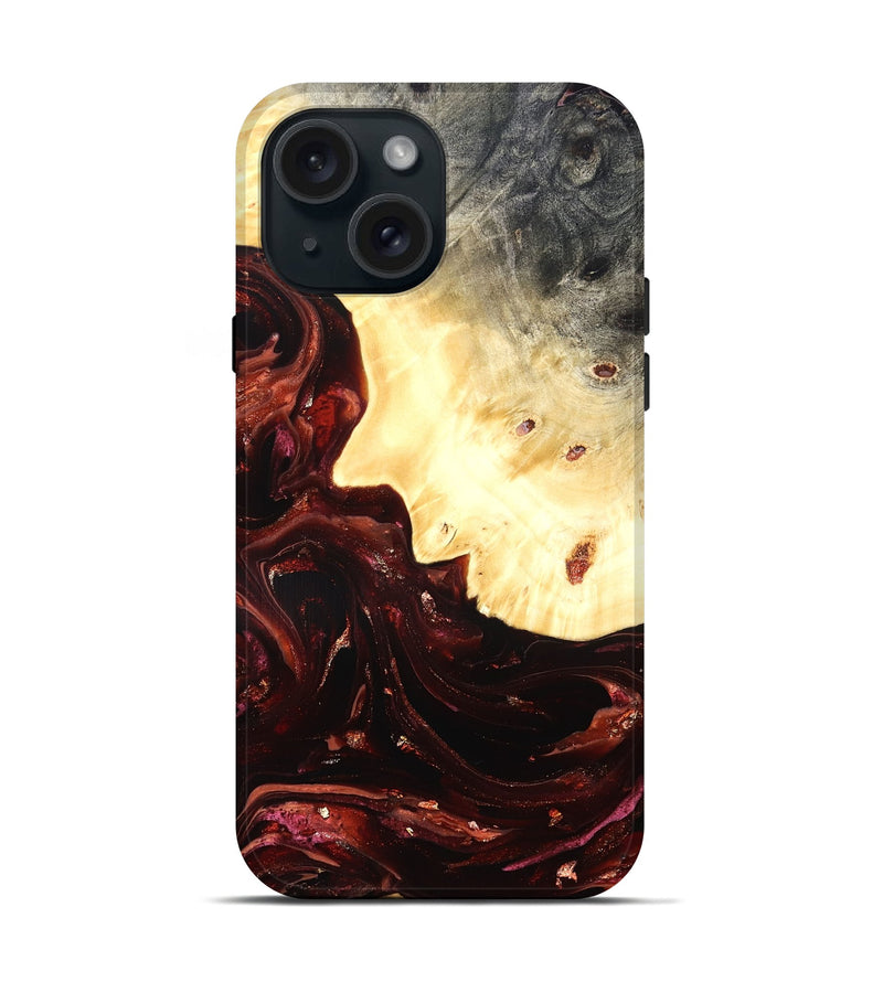 iPhone 15 Wood Live Edge Phone Case - Brett (Red, 822235)