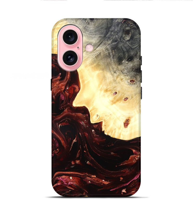 iPhone 16 Wood Live Edge Phone Case - Brett (Red, 822235)