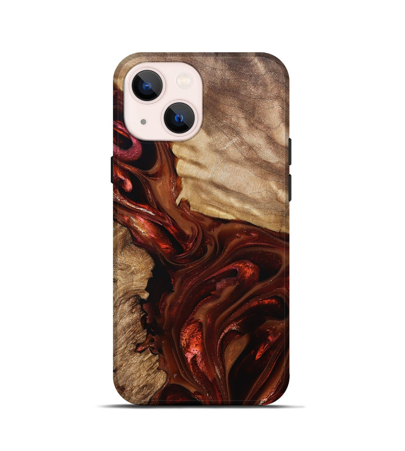 iPhone 13 mini Wood Live Edge Phone Case - Ardith (Red, 822236)