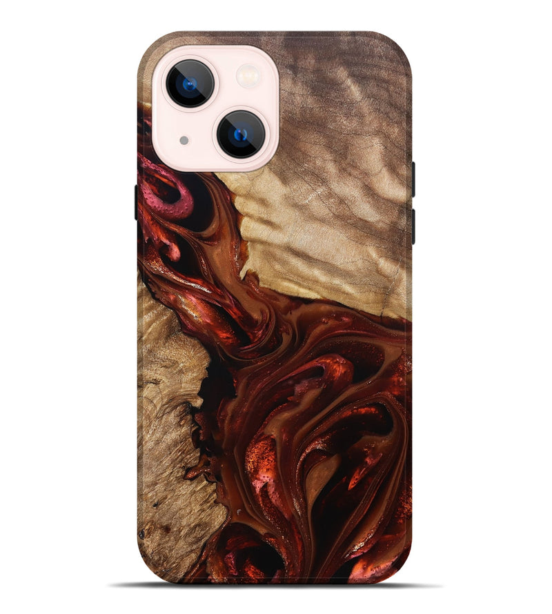 iPhone 14 Plus Wood Live Edge Phone Case - Ardith (Red, 822236)