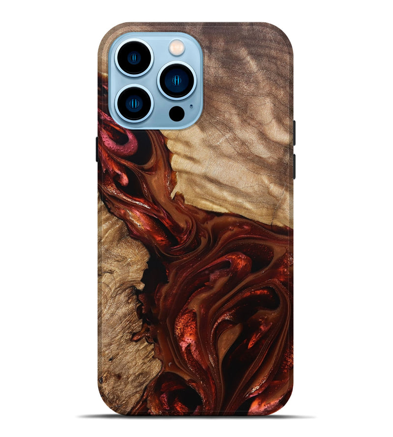 iPhone 14 Pro Max Wood Live Edge Phone Case - Ardith (Red, 822236)