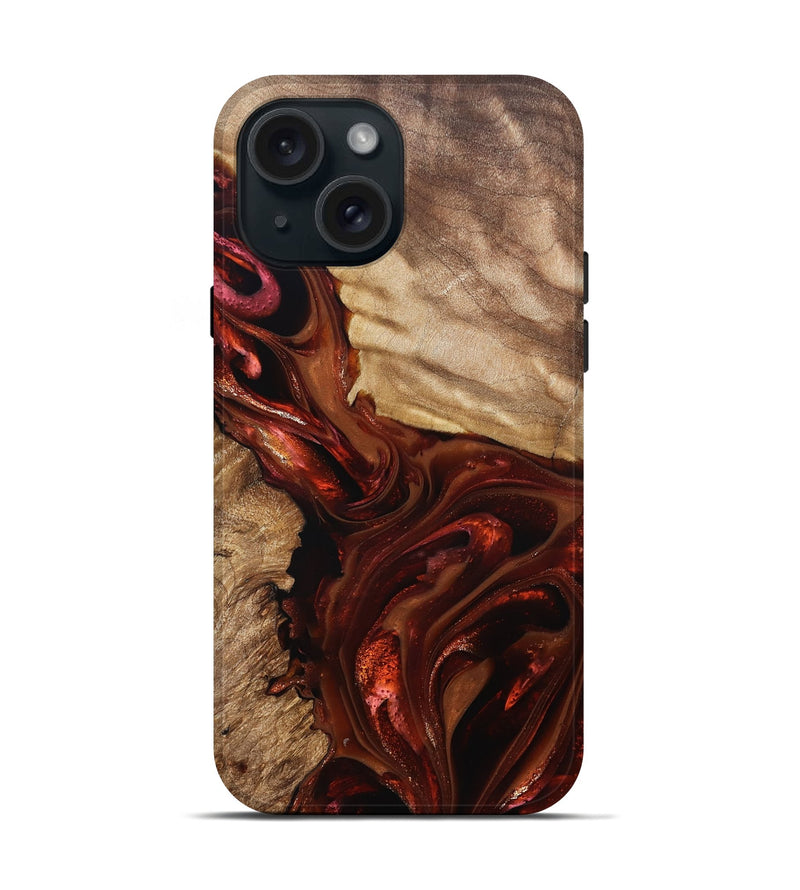 iPhone 15 Wood Live Edge Phone Case - Ardith (Red, 822236)