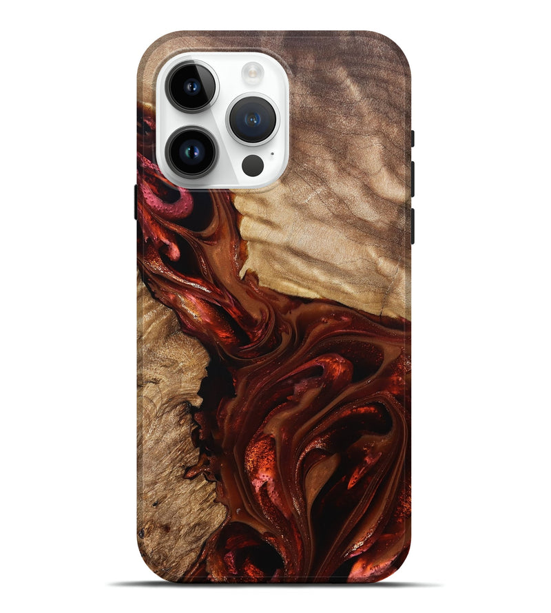 iPhone 15 Pro Max Wood Live Edge Phone Case - Ardith (Red, 822236)