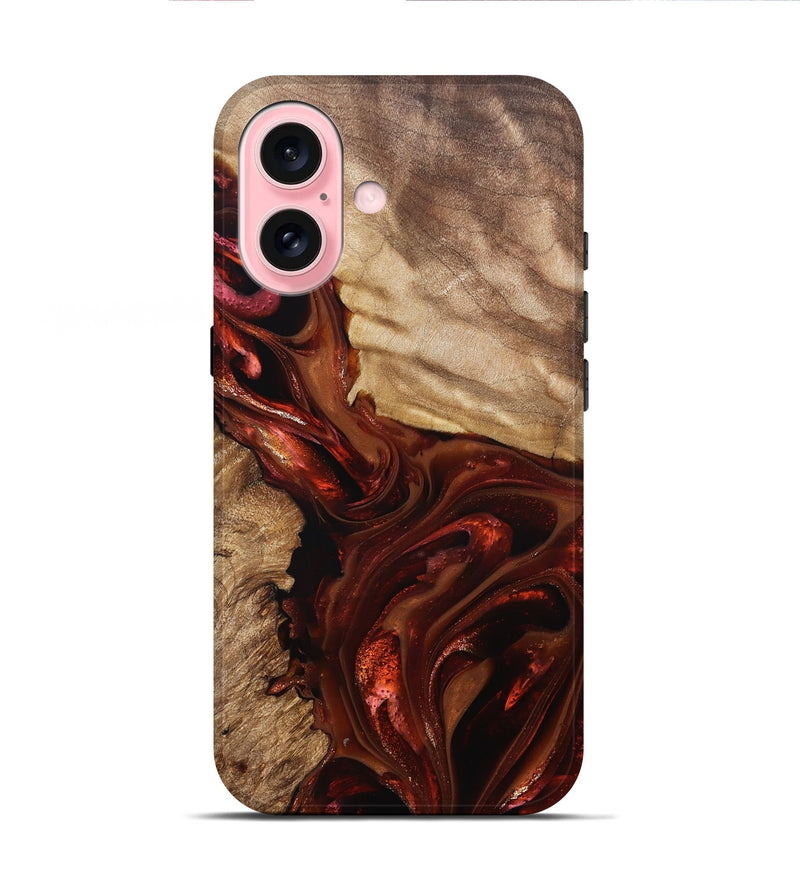 iPhone 16 Wood Live Edge Phone Case - Ardith (Red, 822236)