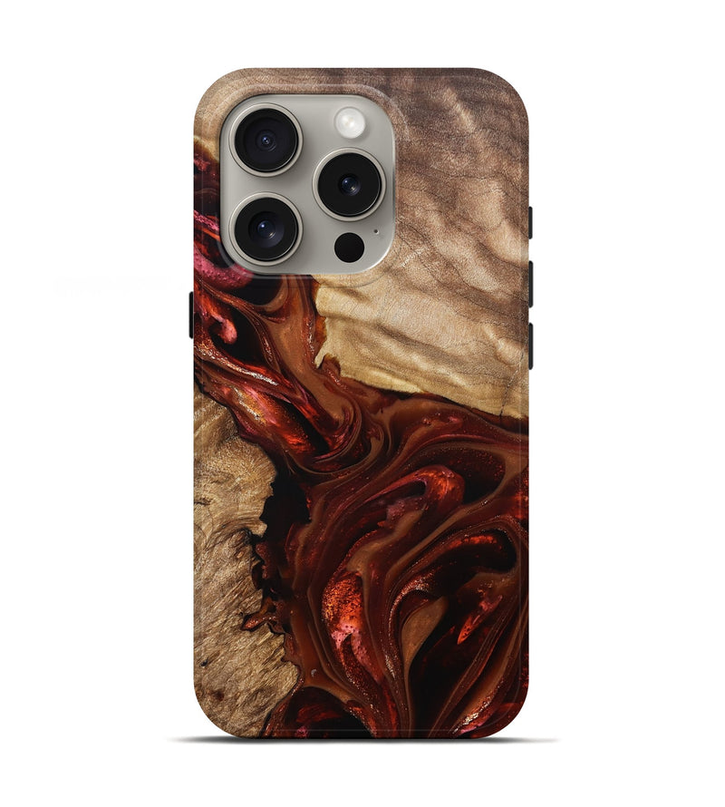 iPhone 16 Pro Wood Live Edge Phone Case - Ardith (Red, 822236)