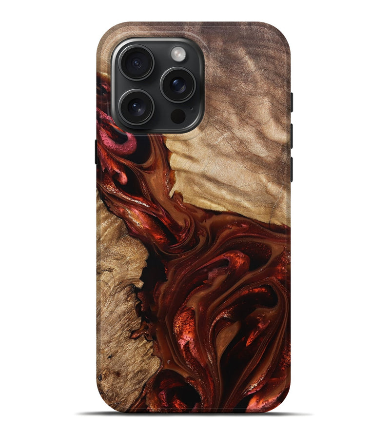 iPhone 16 Pro Max Wood Live Edge Phone Case - Ardith (Red, 822236)