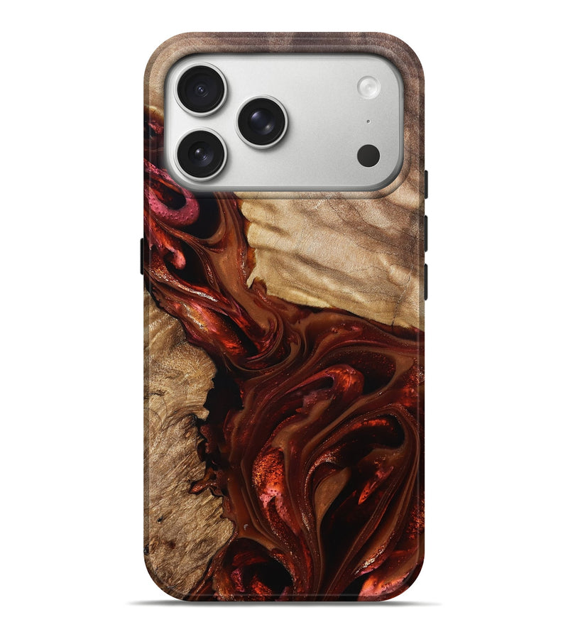 iPhone 17 Pro Max Wood Live Edge Phone Case - Ardith (Red, 822236)