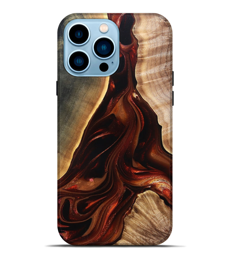 iPhone 14 Pro Max Wood Live Edge Phone Case - Johnnie (Red, 822238)
