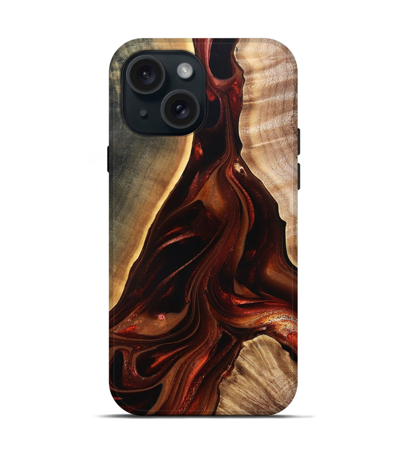 iPhone 15 Wood Live Edge Phone Case - Johnnie (Red, 822238)