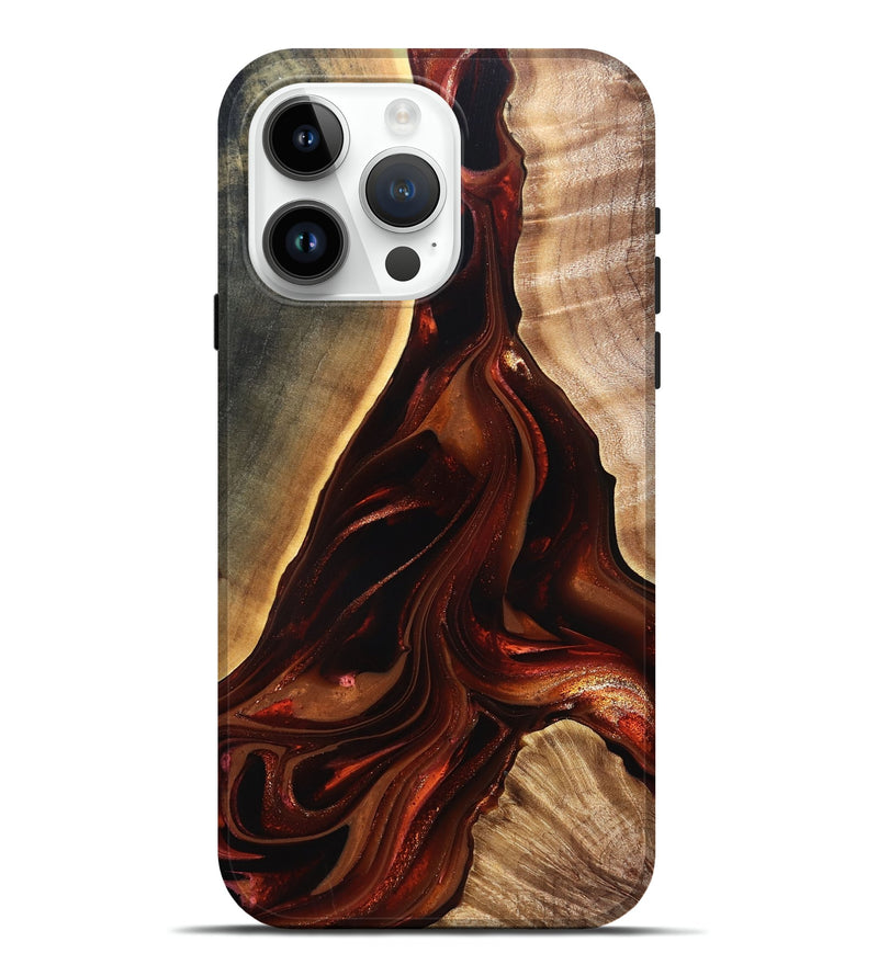 iPhone 15 Pro Max Wood Live Edge Phone Case - Johnnie (Red, 822238)