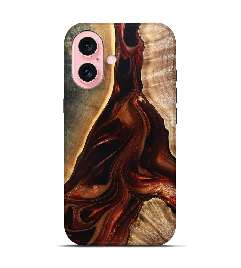 iPhone 16 Wood Live Edge Phone Case - Johnnie (Red, 822238)