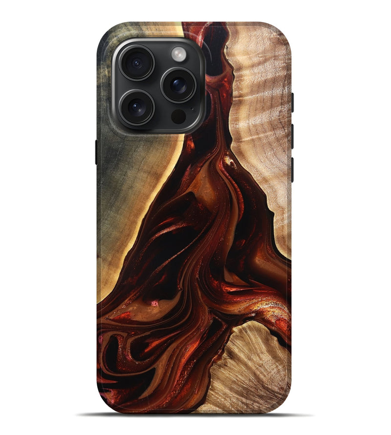 iPhone 16 Pro Max Wood Live Edge Phone Case - Johnnie (Red, 822238)