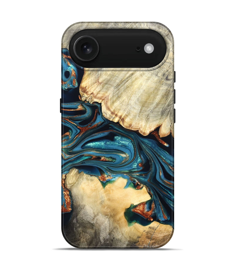 iPhone 17 Air Wood Live Edge Phone Case - Jakai (Teal & Gold, 822239)
