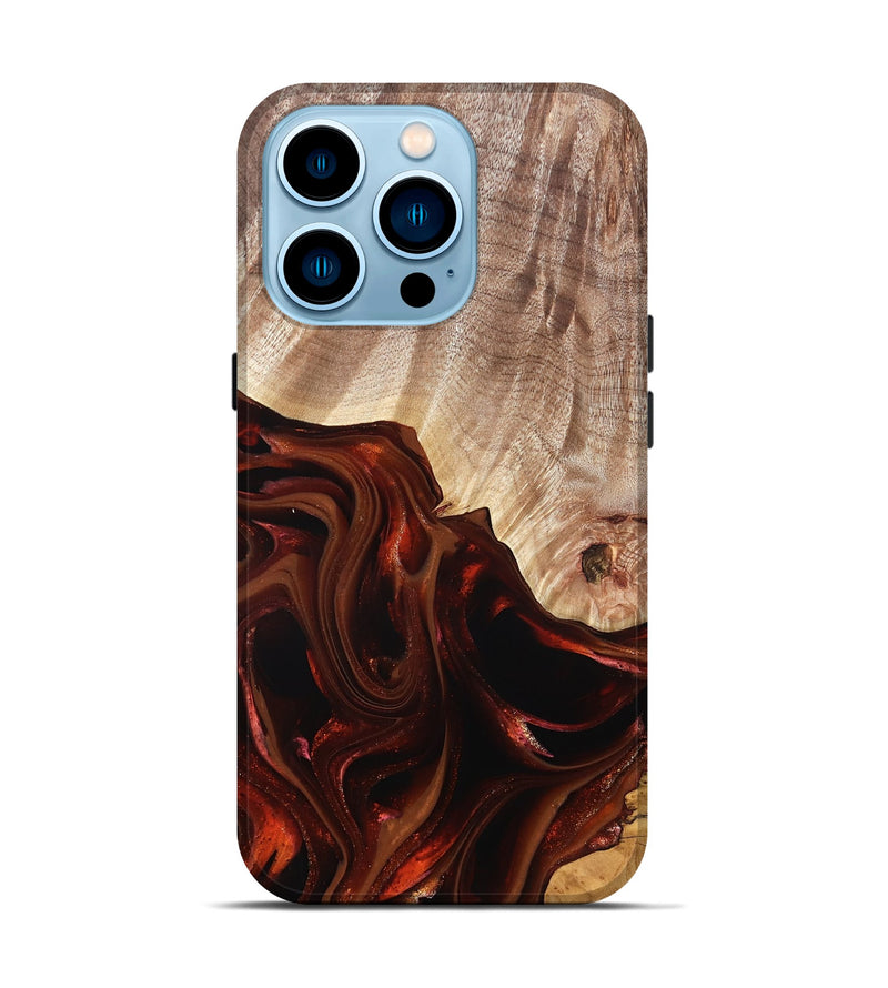iPhone 14 Pro Wood Live Edge Phone Case - Jacalyn (Red, 822240)