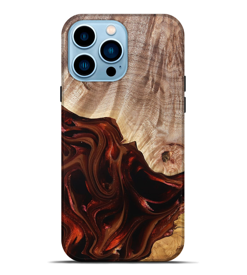 iPhone 14 Pro Max Wood Live Edge Phone Case - Jacalyn (Red, 822240)