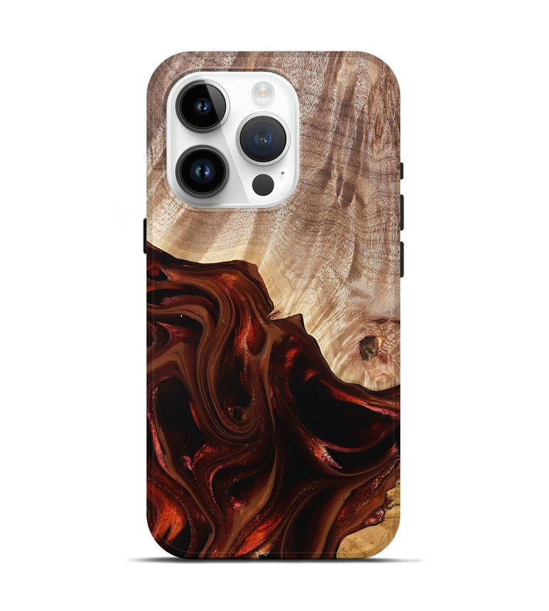 iPhone 15 Pro Wood Live Edge Phone Case - Jacalyn (Red, 822240)
