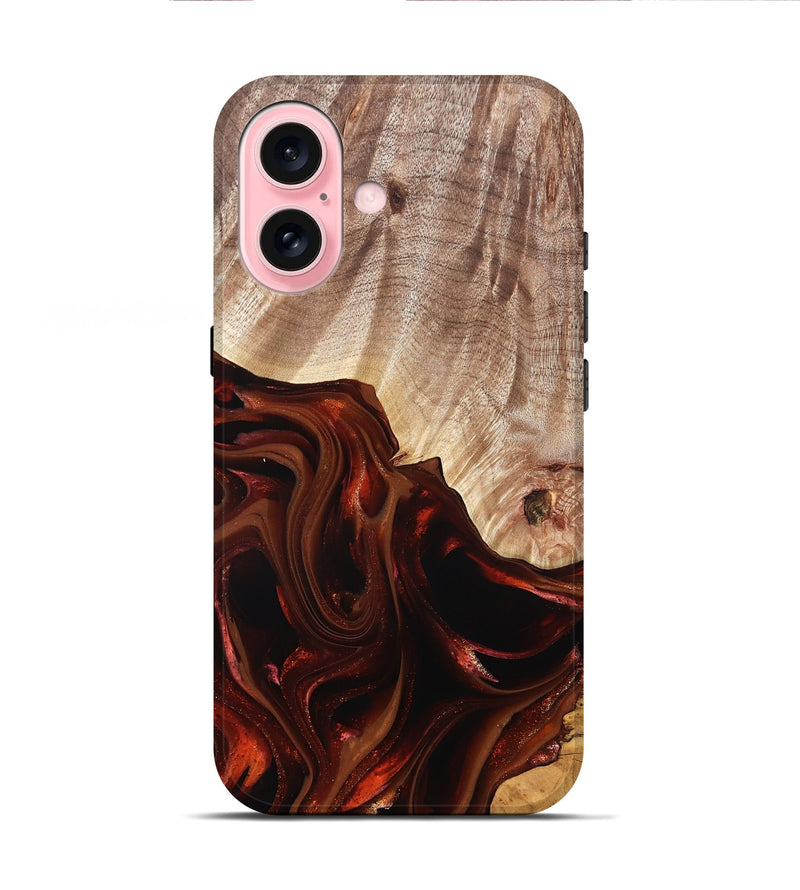 iPhone 16 Wood Live Edge Phone Case - Jacalyn (Red, 822240)