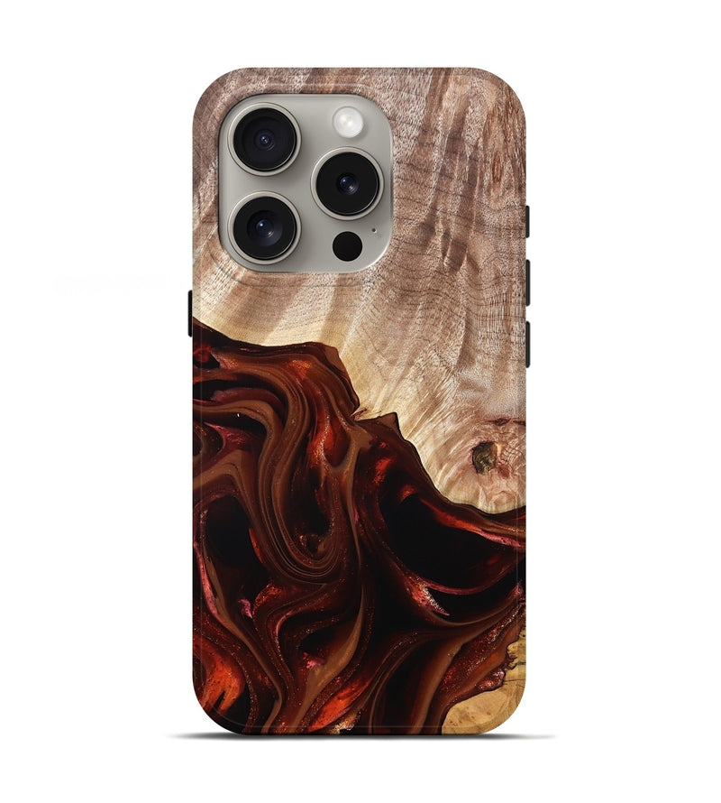 iPhone 16 Pro Wood Live Edge Phone Case - Jacalyn (Red, 822240)