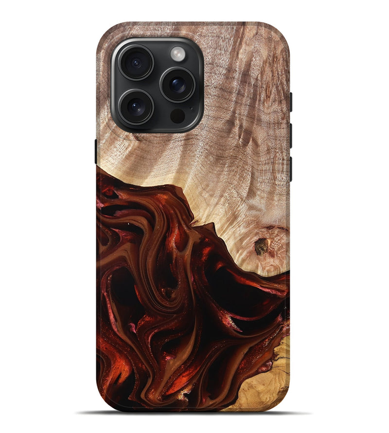 iPhone 16 Pro Max Wood Live Edge Phone Case - Jacalyn (Red, 822240)