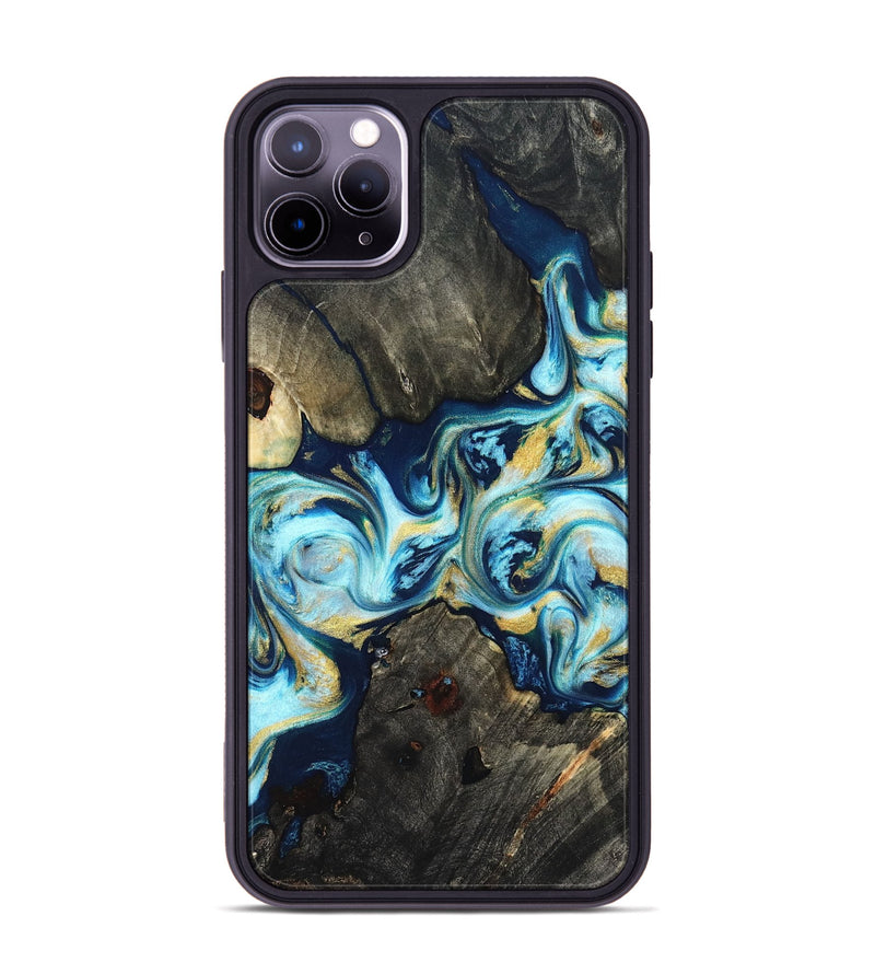 iPhone 11 Pro Max Wood Phone Case - Lucinda (Teal & Gold, 822242)
