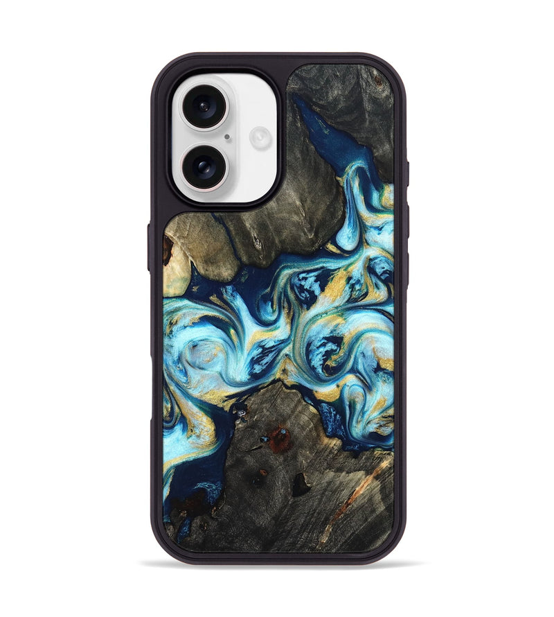 iPhone 17 Wood Phone Case - Lucinda (Teal & Gold, 822242)