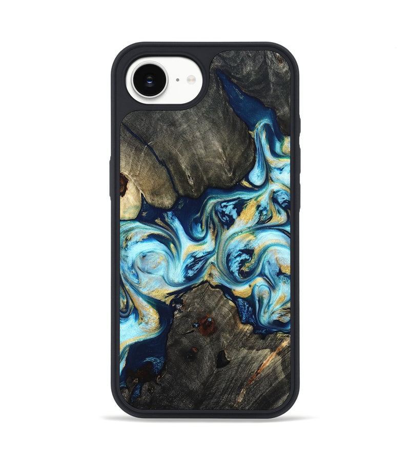 iPhone 17e Wood Phone Case - Lucinda (Teal & Gold, 822242)