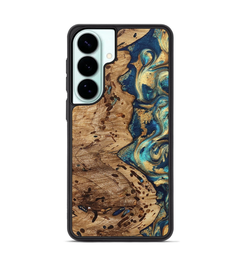 Galaxy S26 Plus Wood Phone Case - Braydon (Teal & Gold, 822243)