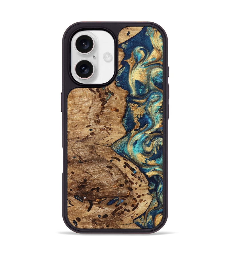 iPhone 17 Wood Phone Case - Braydon (Teal & Gold, 822243)