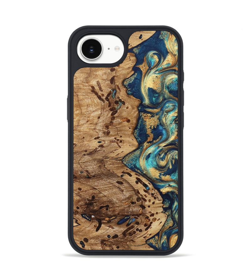 iPhone 17e Wood Phone Case - Braydon (Teal & Gold, 822243)