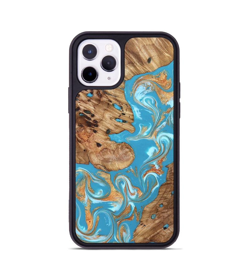 iPhone 11 Pro Wood Phone Case - Corrie (Teal & Gold, 822244)