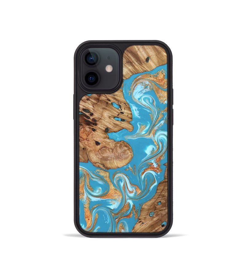 iPhone 12 mini Wood Phone Case - Corrie (Teal & Gold, 822244)