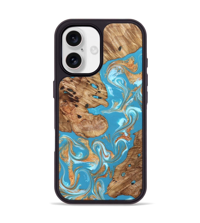 iPhone 17 Wood Phone Case - Corrie (Teal & Gold, 822244)