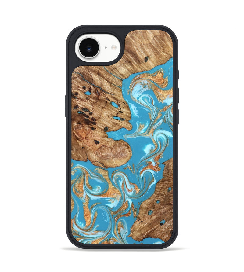 iPhone 17e Wood Phone Case - Corrie (Teal & Gold, 822244)