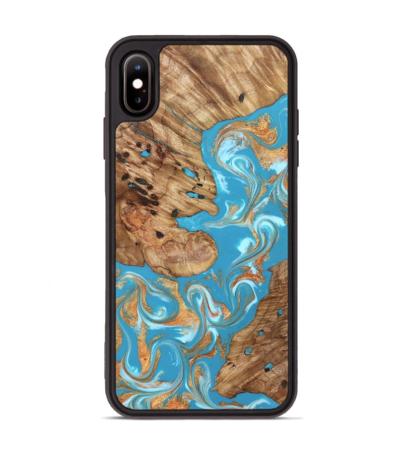 iPhone Xs Max Wood Phone Case - Corrie (Teal & Gold, 822244)