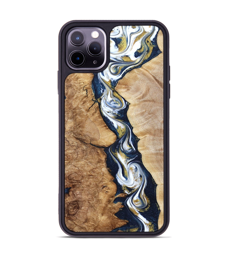 iPhone 11 Pro Max Wood Phone Case - Maia (Teal & Gold, 822245)