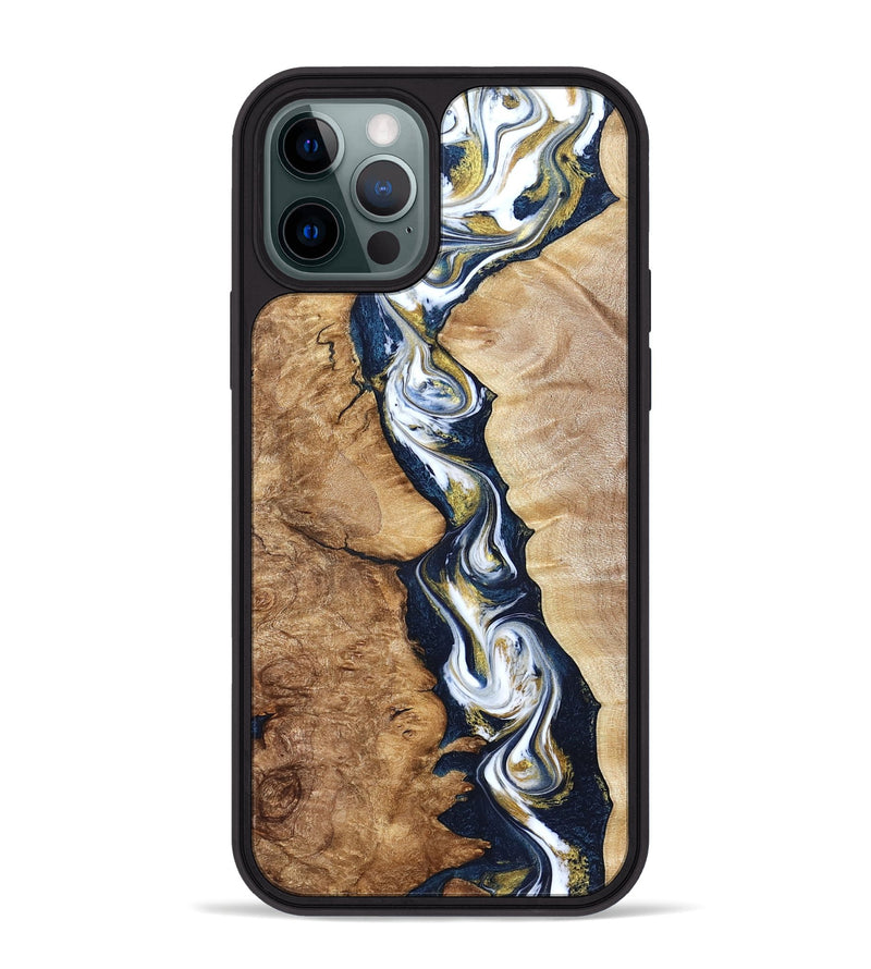 iPhone 12 Pro Max Wood Phone Case - Maia (Teal & Gold, 822245)