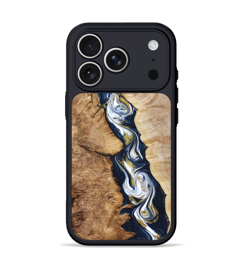 iPhone 17 Pro Wood Phone Case - Maia (Teal & Gold, 822245)