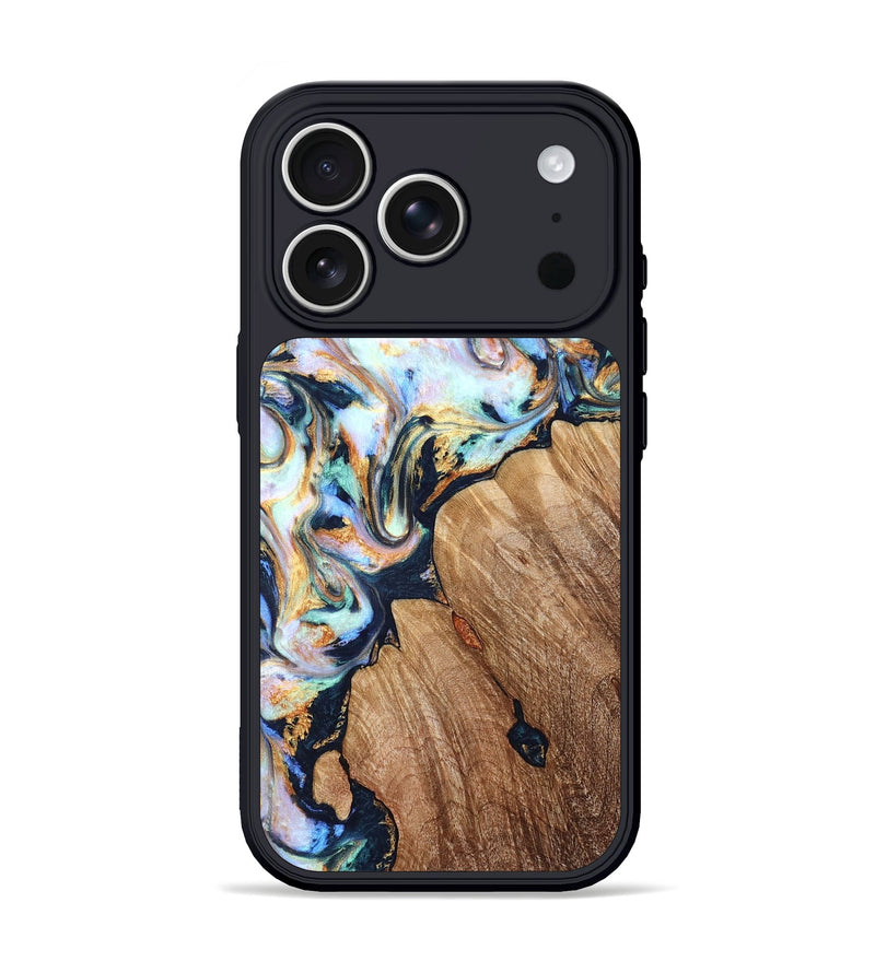 iPhone 17 Pro Wood Phone Case - Kadeem (Teal & Gold, 822246)