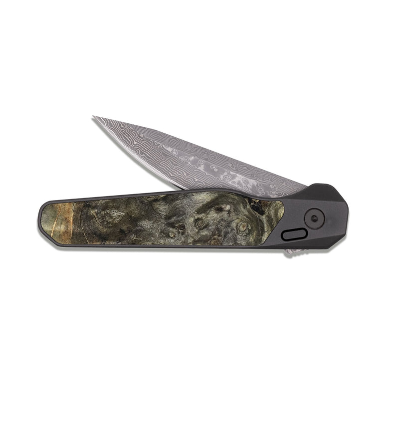 EDC Dark Damascus Wood Pocket Knife - Yandel (Wood Burl, 822247)