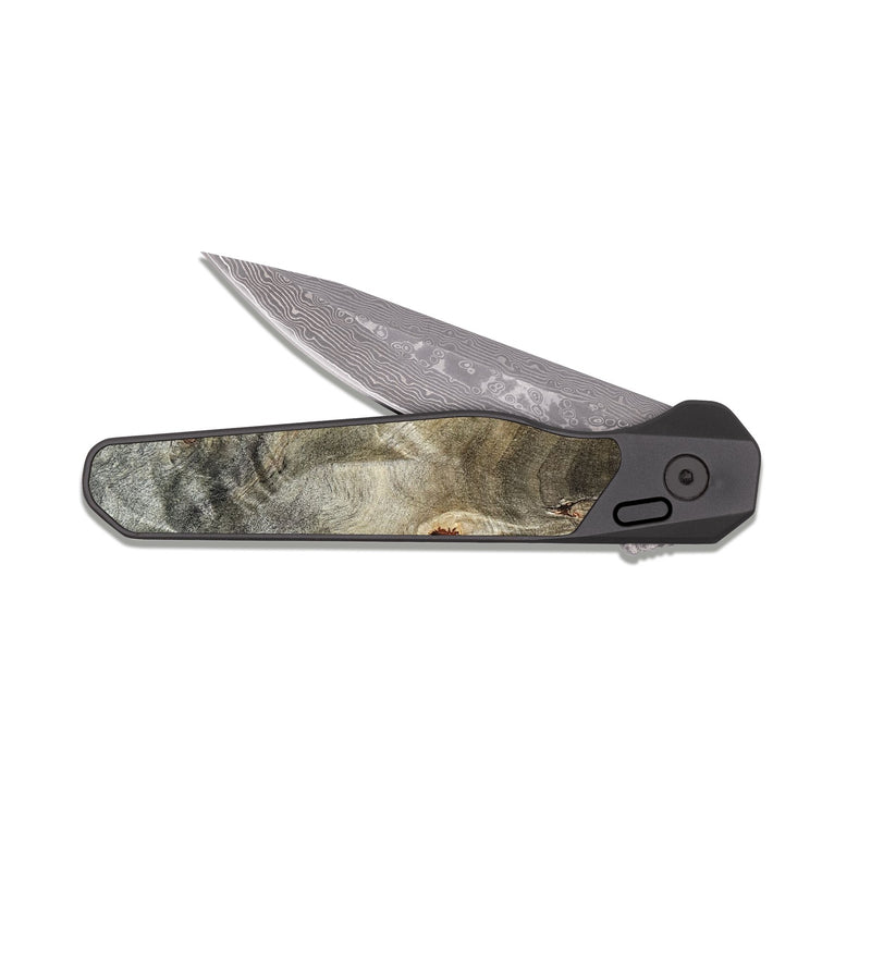 EDC Dark Damascus Wood Pocket Knife - Venessa (Wood Burl, 822253)