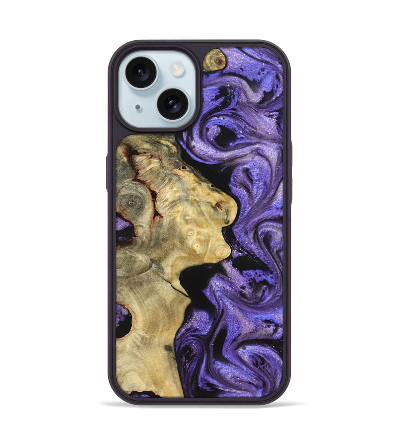 iPhone 15 Wood Phone Case - Nelda (Purple, 822255)