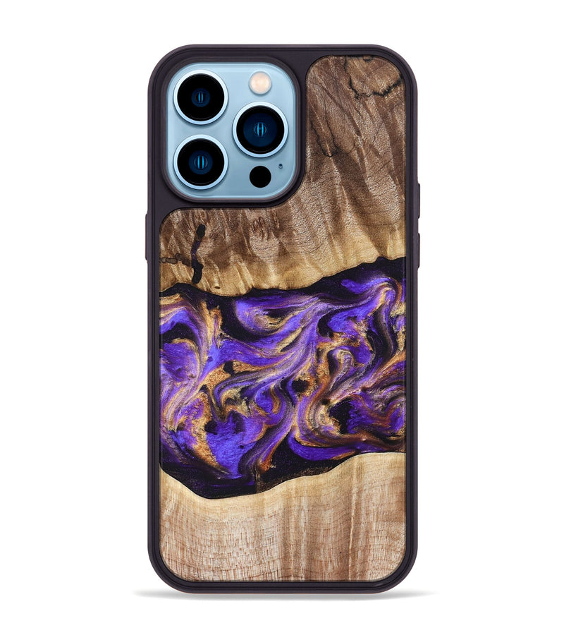 iPhone 14 Pro Max Wood Phone Case - Valery (Purple, 822256)