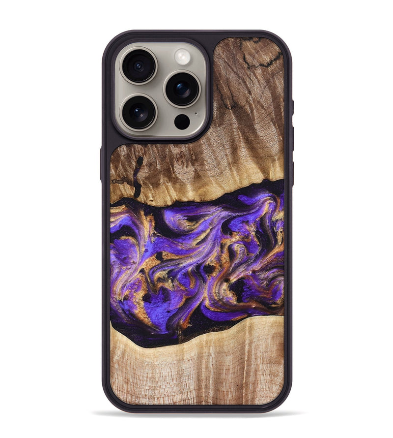 iPhone 15 Pro Max Wood Phone Case - Valery (Purple, 822256)