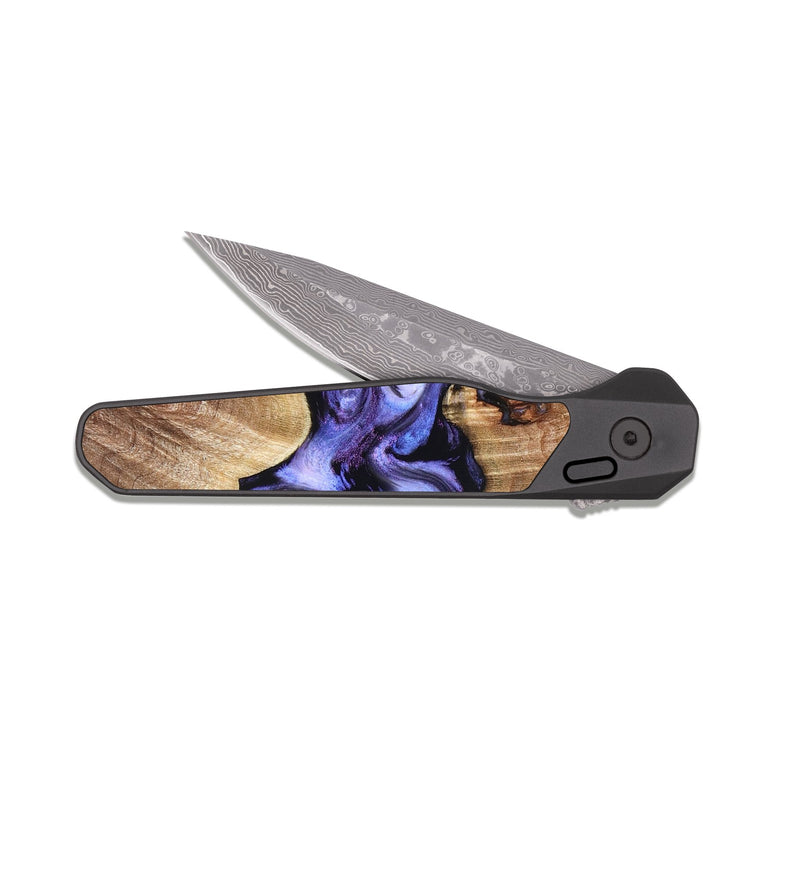 EDC Dark Damascus Wood Pocket Knife - Newell (Purple, 822257)