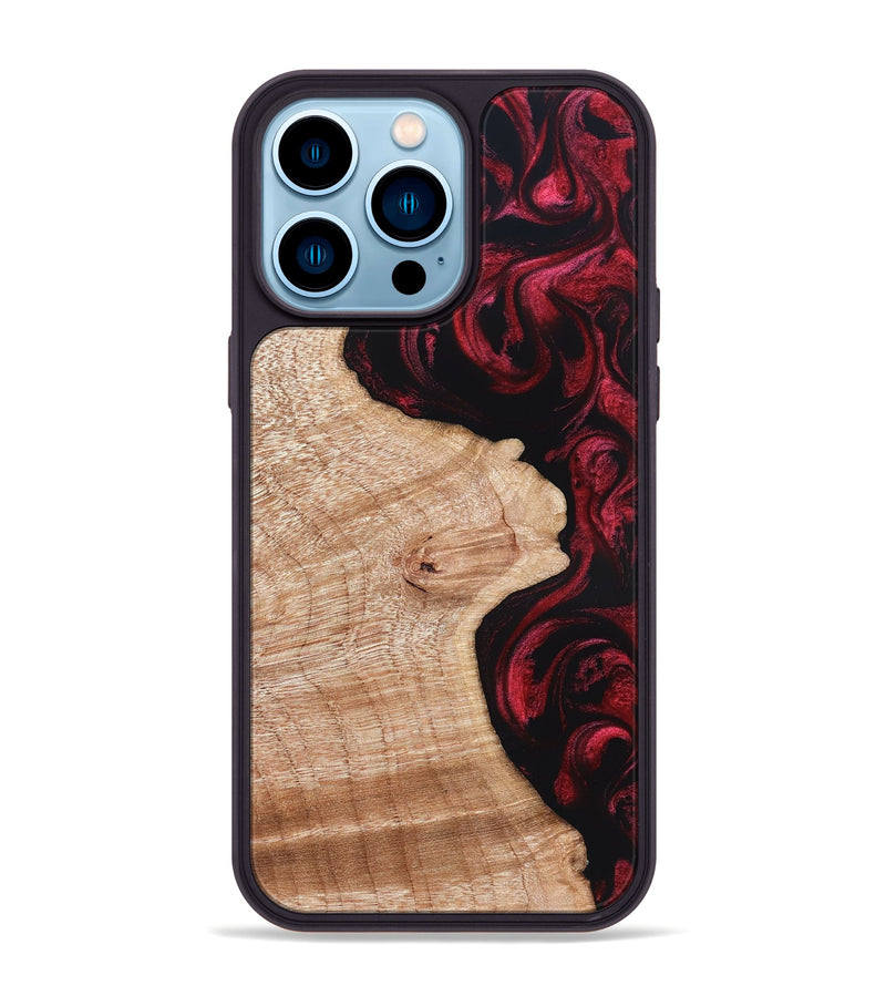 iPhone 14 Pro Max Wood Phone Case - Isom (Red, 822258)