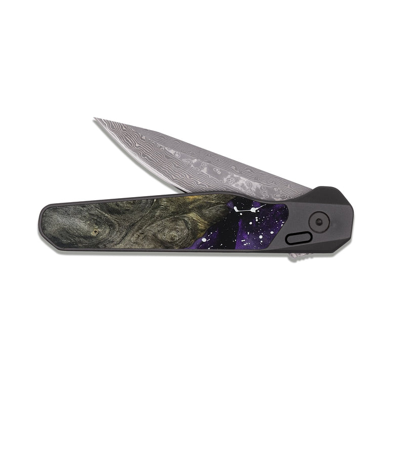 EDC Dark Damascus Wood Pocket Knife - Baylee (Cosmos, 822262)