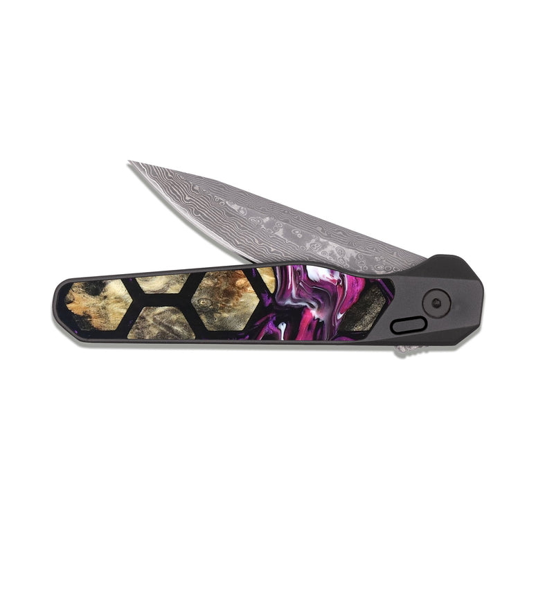 EDC Dark Damascus Wood Pocket Knife - Nedra (Pattern, 822273)