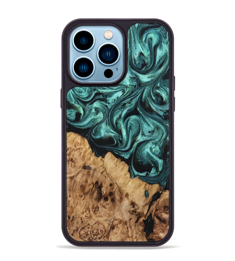 iPhone 14 Pro Max Wood Phone Case - Danita (Green, 822277)