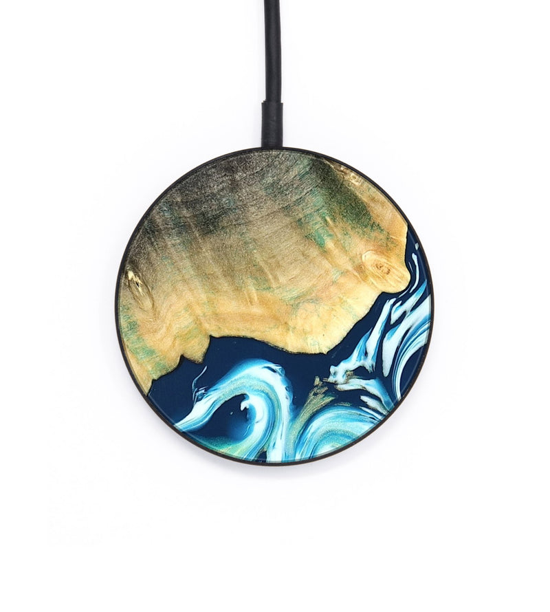 Circle Wood Wireless Charger - Syreeta (Blue, 822279)