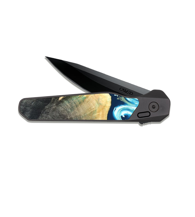 EDC Dark Slate Wood Pocket Knife - Syreeta (Blue, 822279)